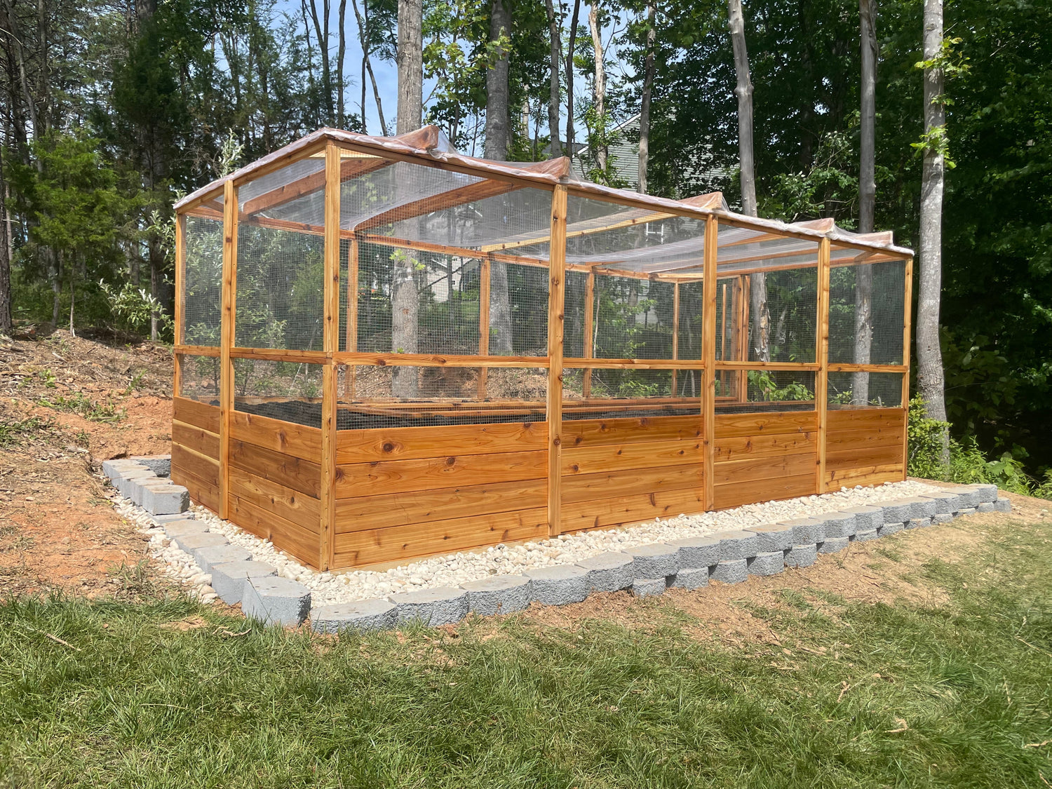 Cedar Raised Garden Bed with Critter Fencing and Bird Netting