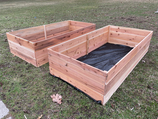100% Cedar herb garden (3ft x 6ft x 18") and holds 27 cubic feet of soil.